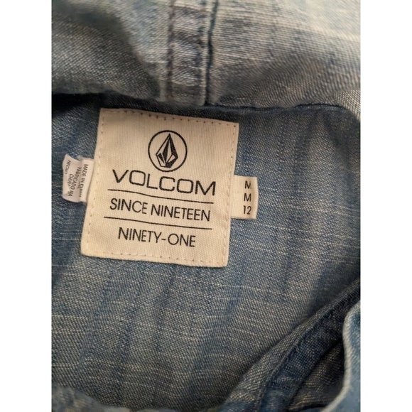 WOMENS VOLCOM AMONG US LONG SLEEVE Denim washed blue button up cotton size M - Picture 4 of 8